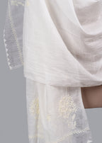Chikankari Chanderi Dupatta: Pearl Bloom