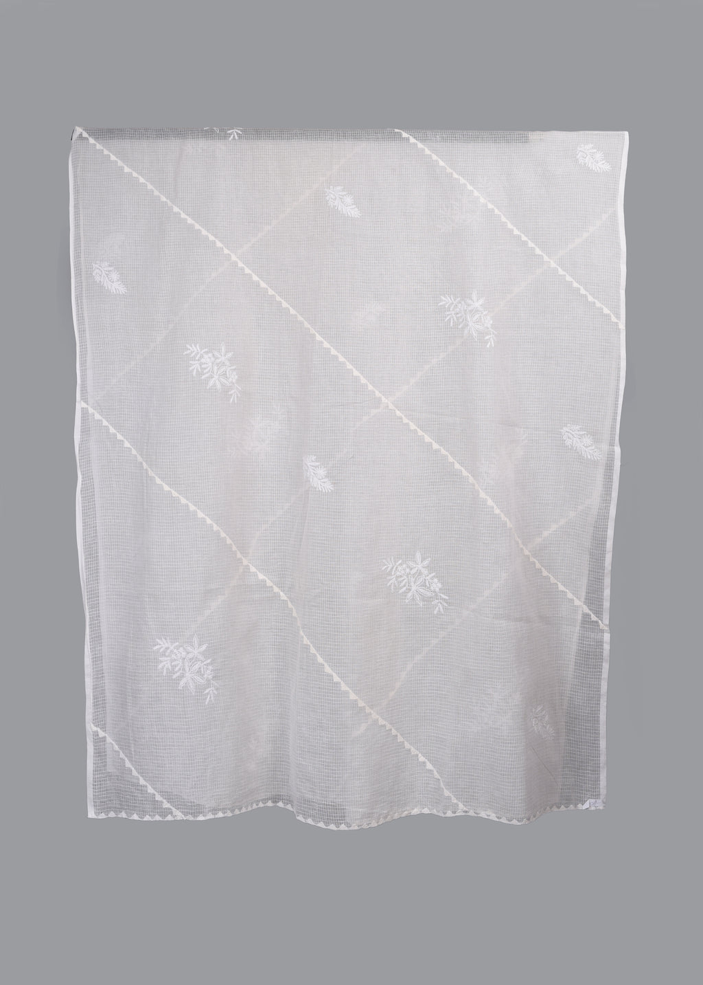 Chikankari Kota Dupatta: Snowfall Lattice