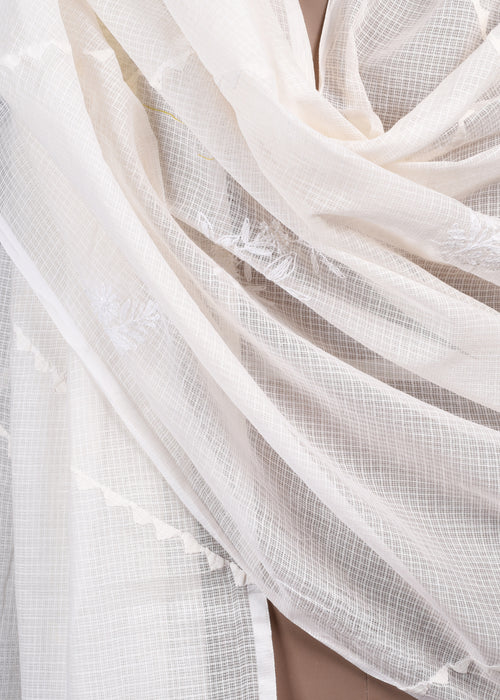 Chikankari Kota Dupatta: Snowfall Lattice