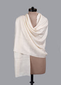Handwoven & Handspun Pure Pashmina Stole – Ivory Whisper