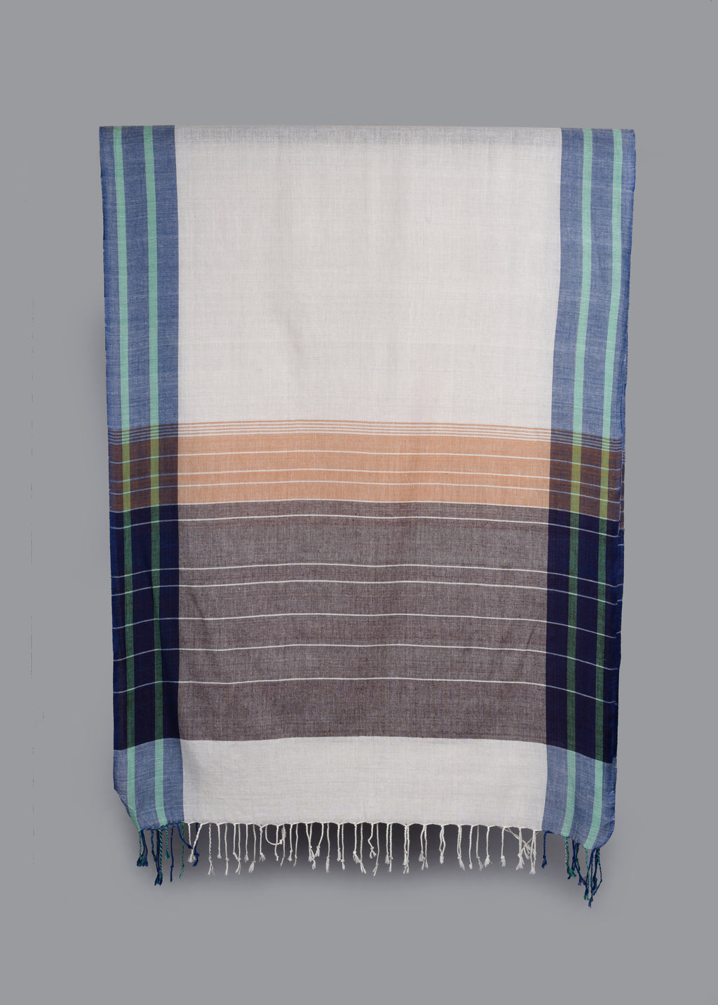 Handwoven Pure Cotton Stole – Sandstone Twilight