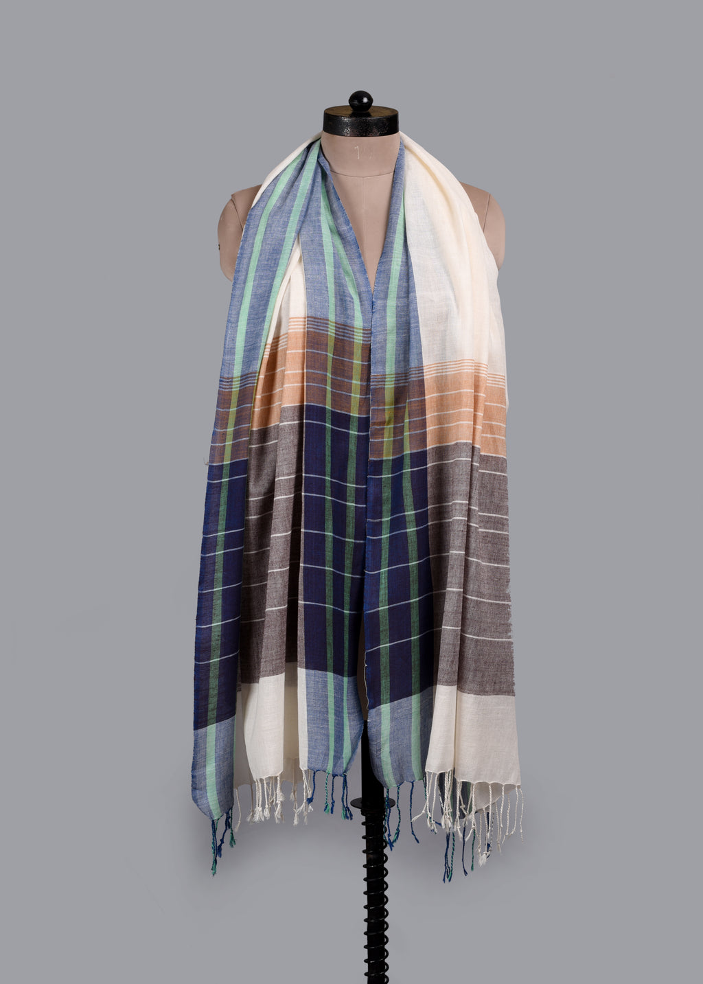 Handwoven Pure Cotton Stole – Rosewood Dawn