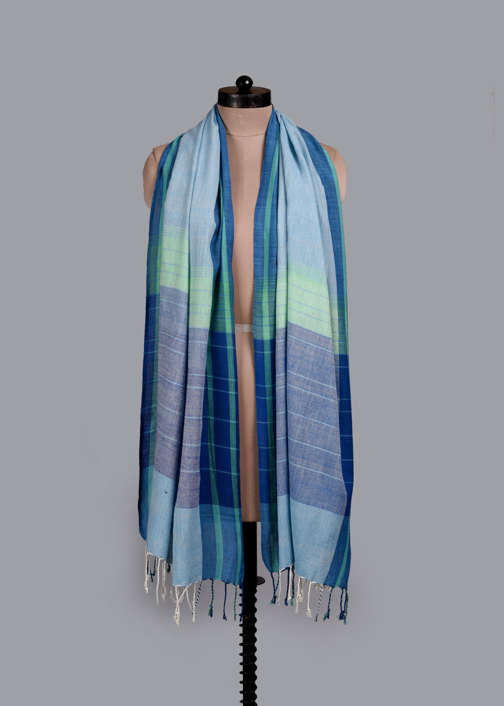 Handwoven Pure Cotton Stole – Sky Meadow