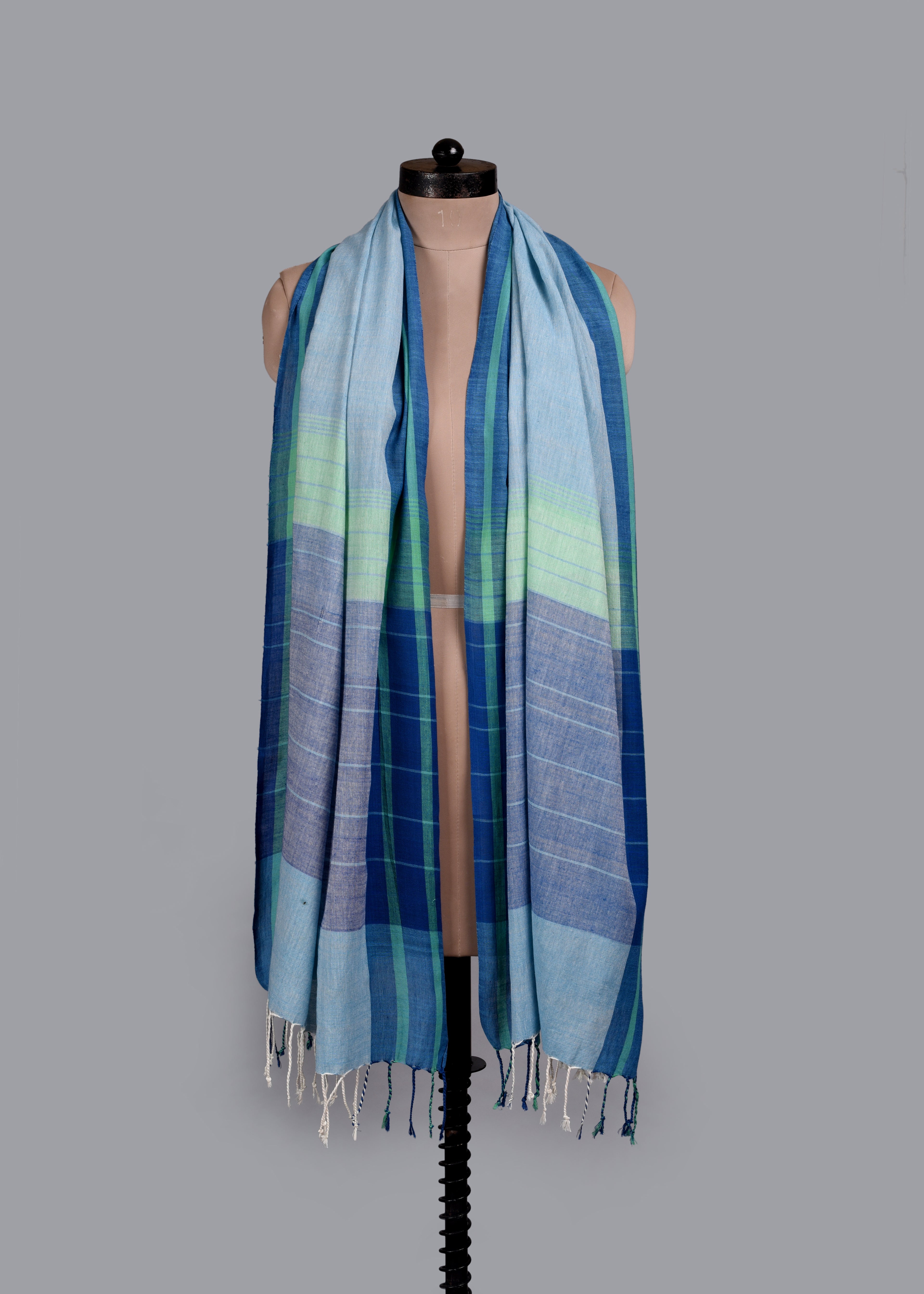 Handwoven Pure Cotton Stole – Sky Meadow