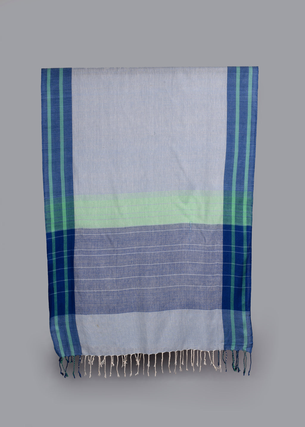 Handwoven Pure Cotton Stole – Sky Meadow