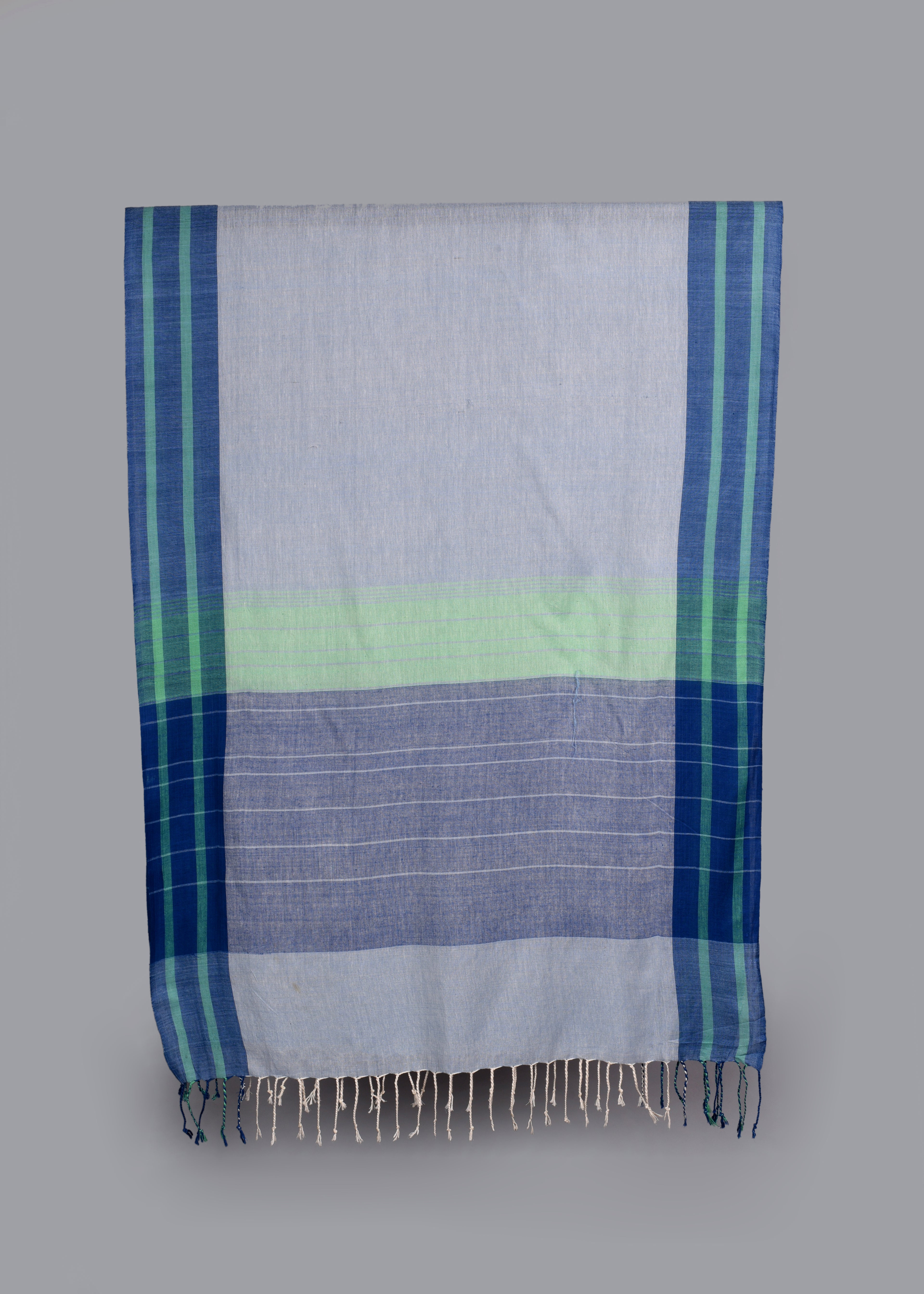 Handwoven Pure Cotton Stole – Sky Meadow