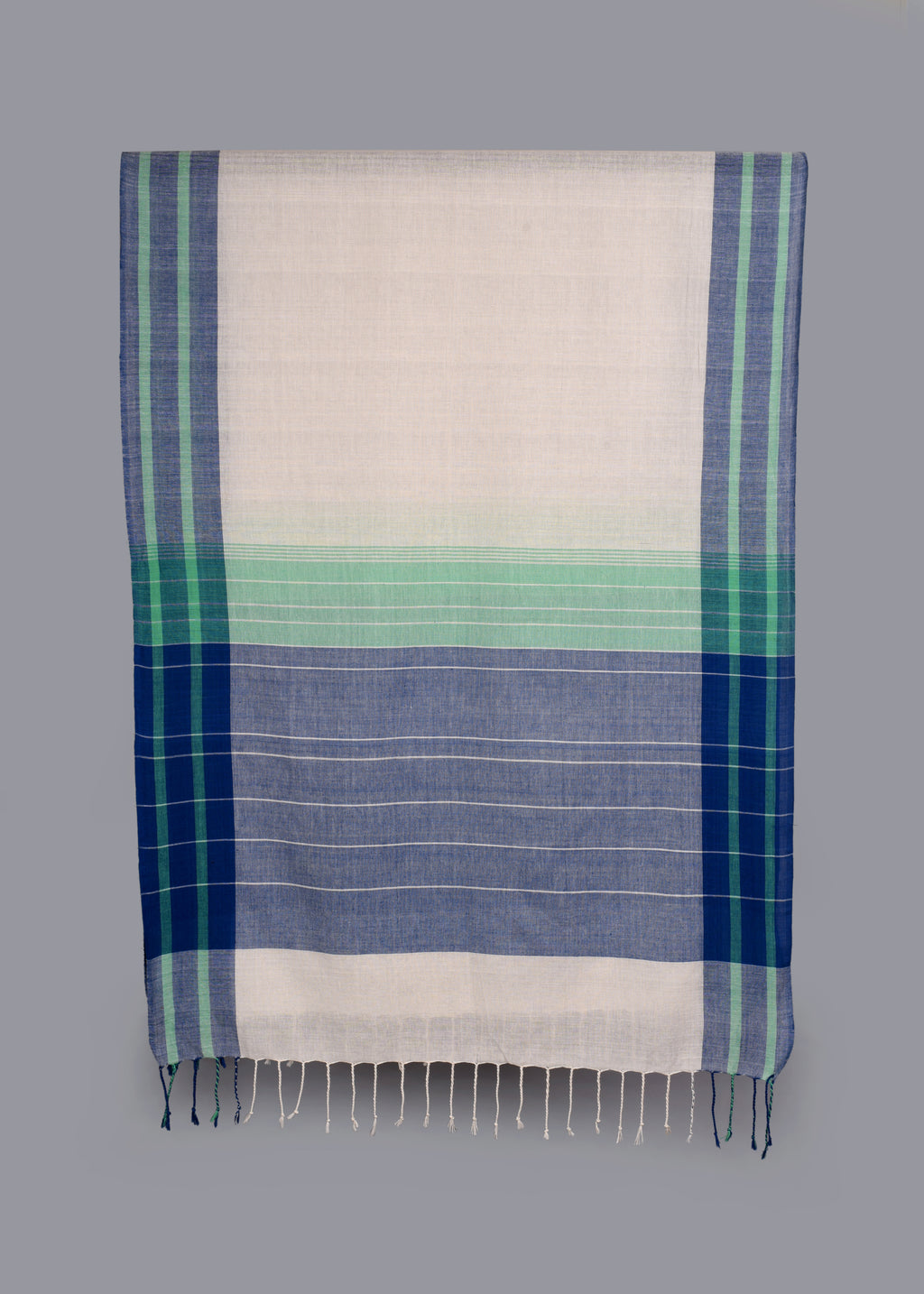 Handwoven Pure Cotton Stole – Ocean Breeze