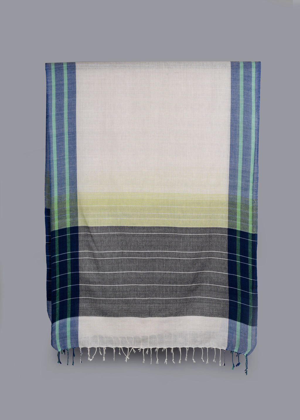 Handwoven Pure Cotton Stole – Pearl Mist
