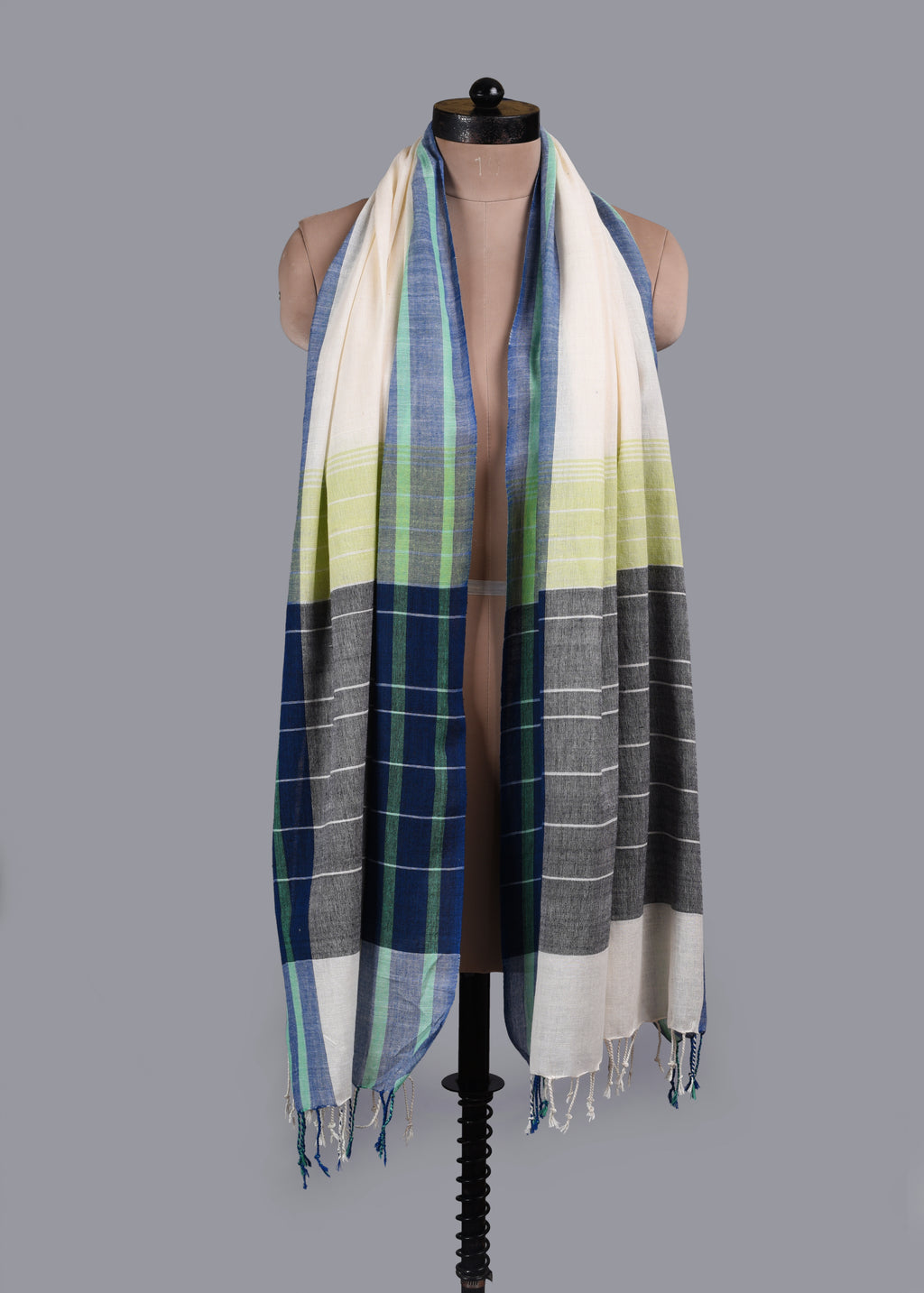 Handwoven Pure Cotton Stole – Pearl Mist