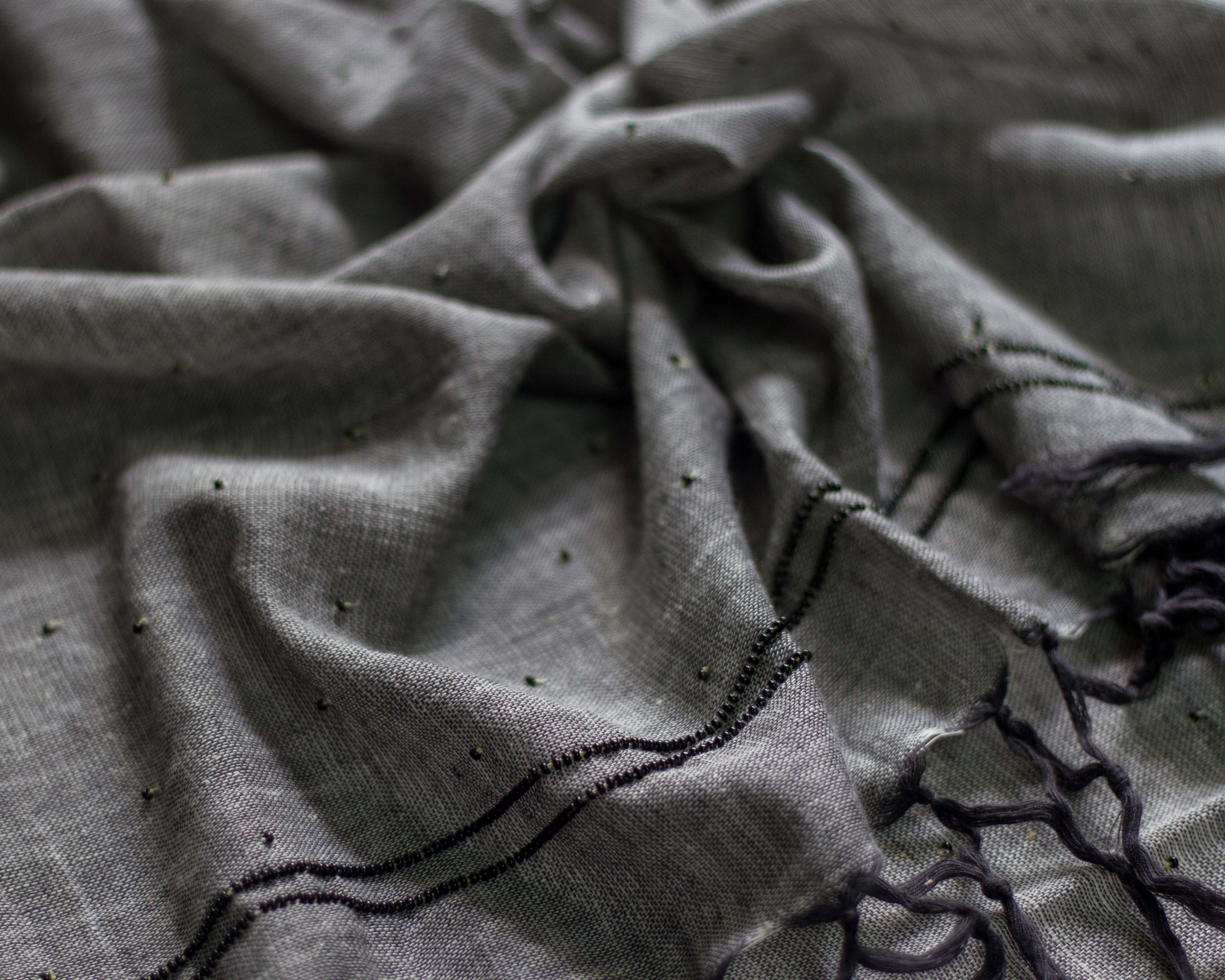 Zardozi Dupatta - Colour Shot: Black Beads
