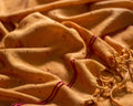 Zardozi Dupatta - Orange Mustard: Red Beads