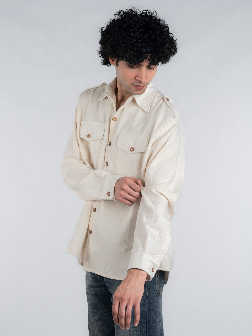 Classic Military Handspun and Handwoven Kora Shirt