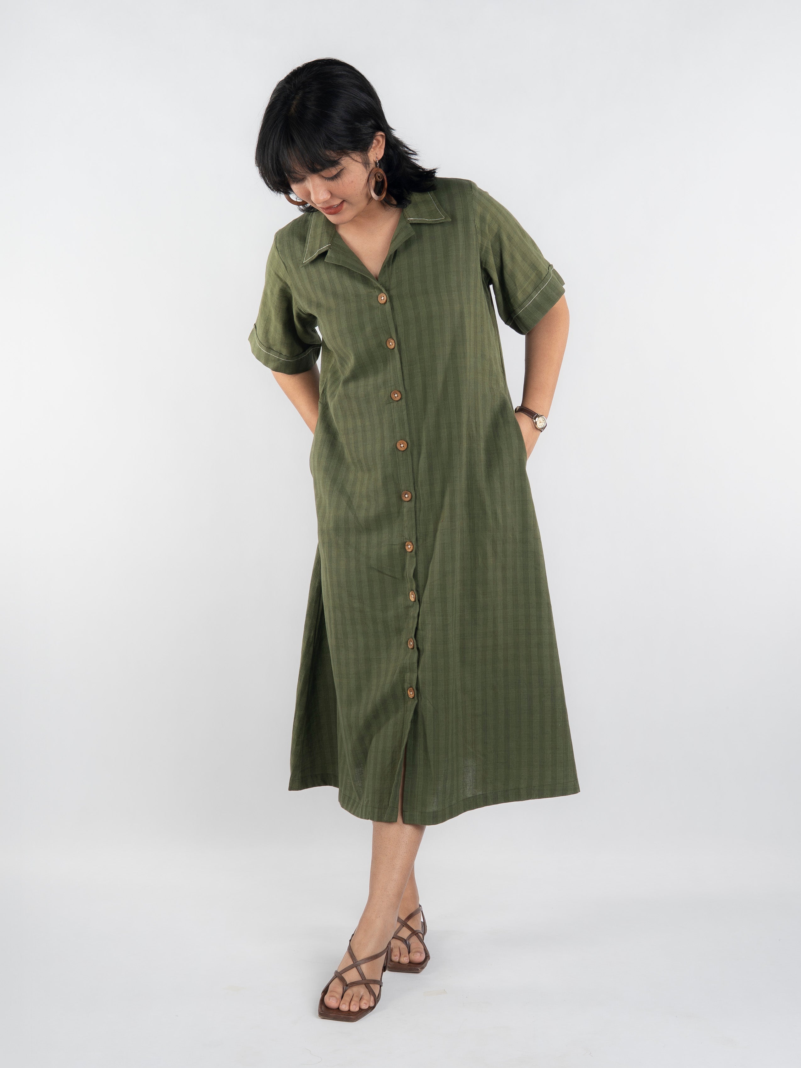 Olive Jungle Handloom Dress