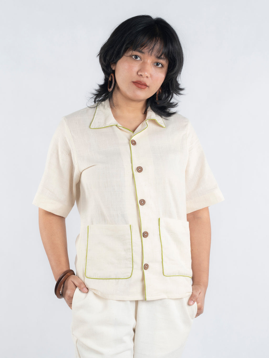 Lime Edge Handspun and Handwoven Kora Shirt