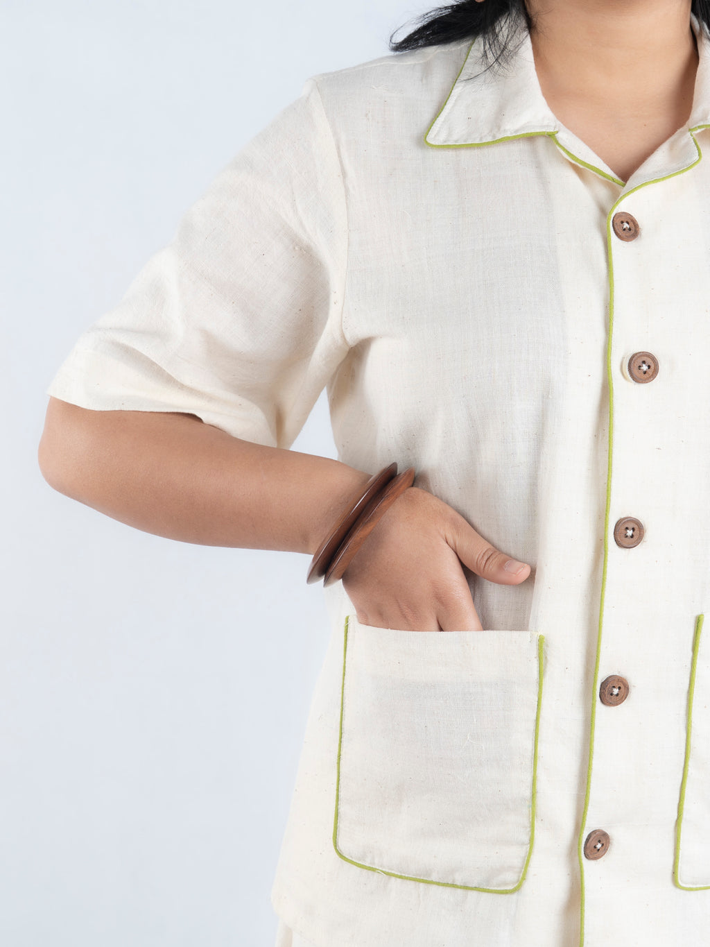 Lime Edge Handspun and Handwoven Kora Shirt