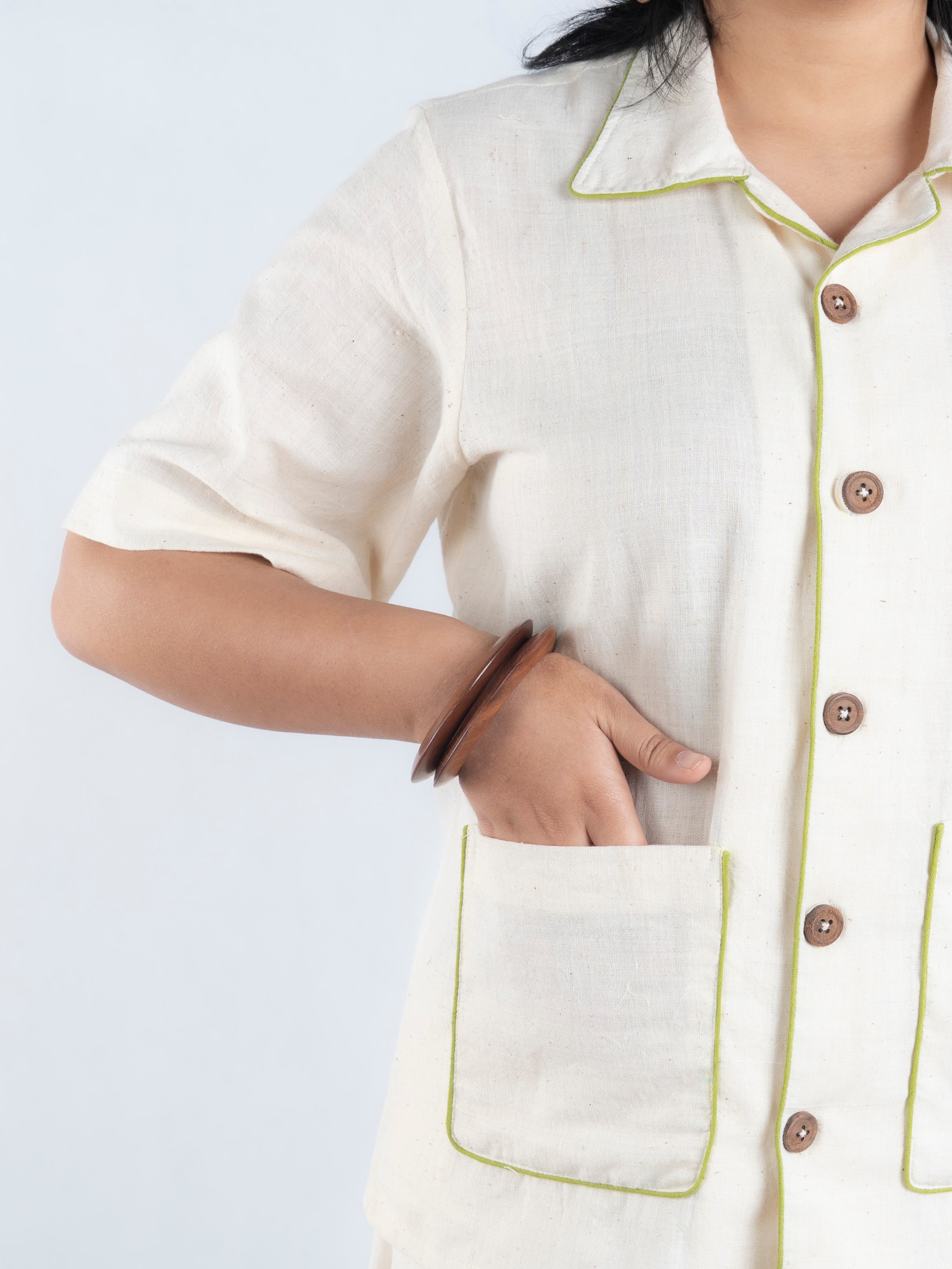 Lime Edge Handspun and Handwoven Kora Shirt