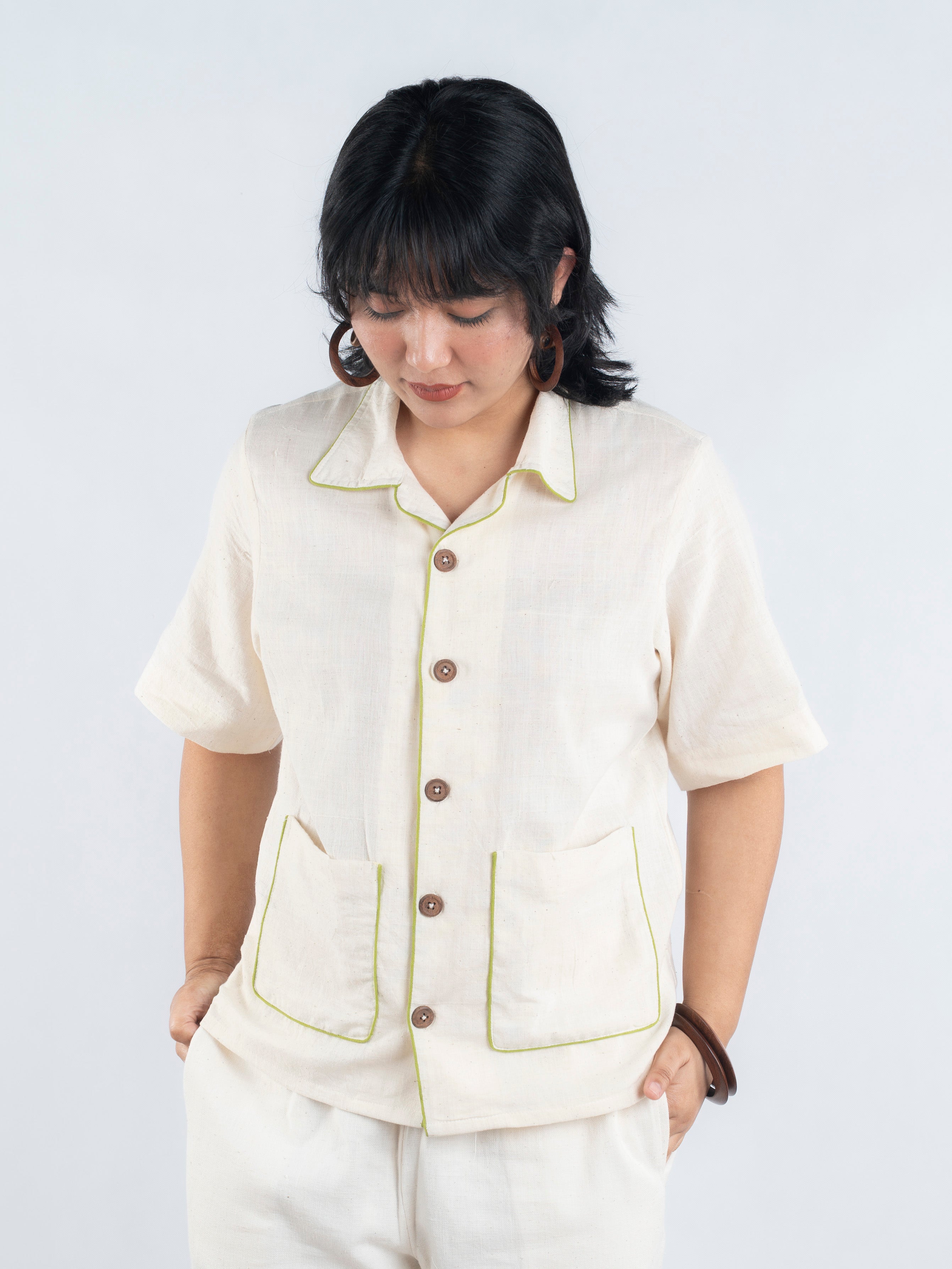 Lime Edge Handspun and Handwoven Kora Shirt