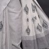 handlooom sari with Lucknowi chikankari embroidery handmade