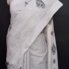 handlooom sari with Lucknowi chikankari embroidery handmade