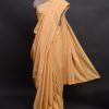 handlooom sari with Lucknowi chikankari embroidery handmade yellow saree