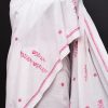 handlooom sari with Lucknowi chikankari embroidery handmade pink white natural