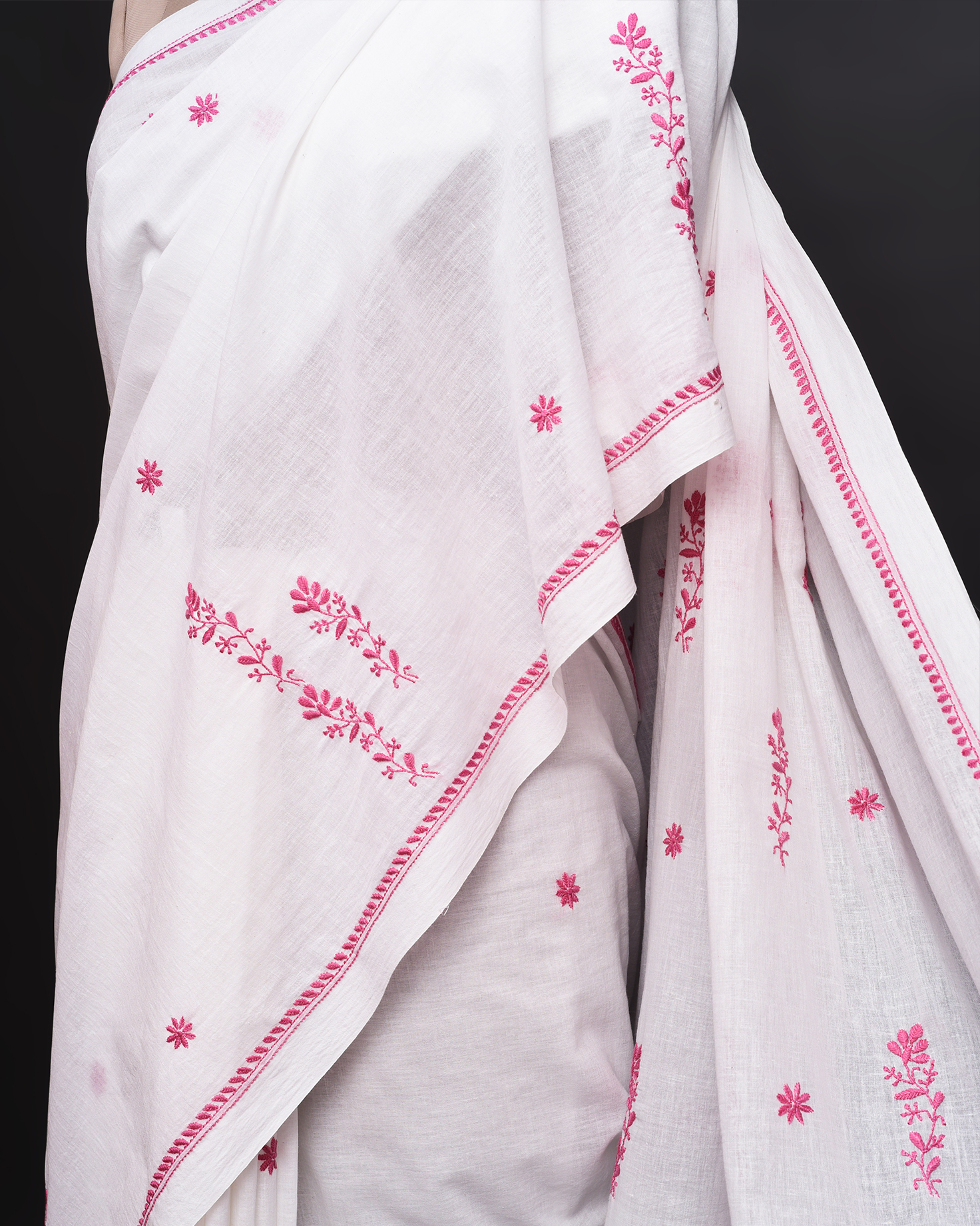 Pink Chikankari Sari