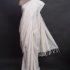 handlooom sari with Lucknowi chikankari embroidery handmade white jaal natural