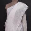 handlooom sari with Lucknowi chikankari embroidery handmade white jaal natural