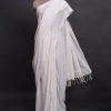 handlooom sari with Lucknowi chikankari embroidery handmade white jaal natural