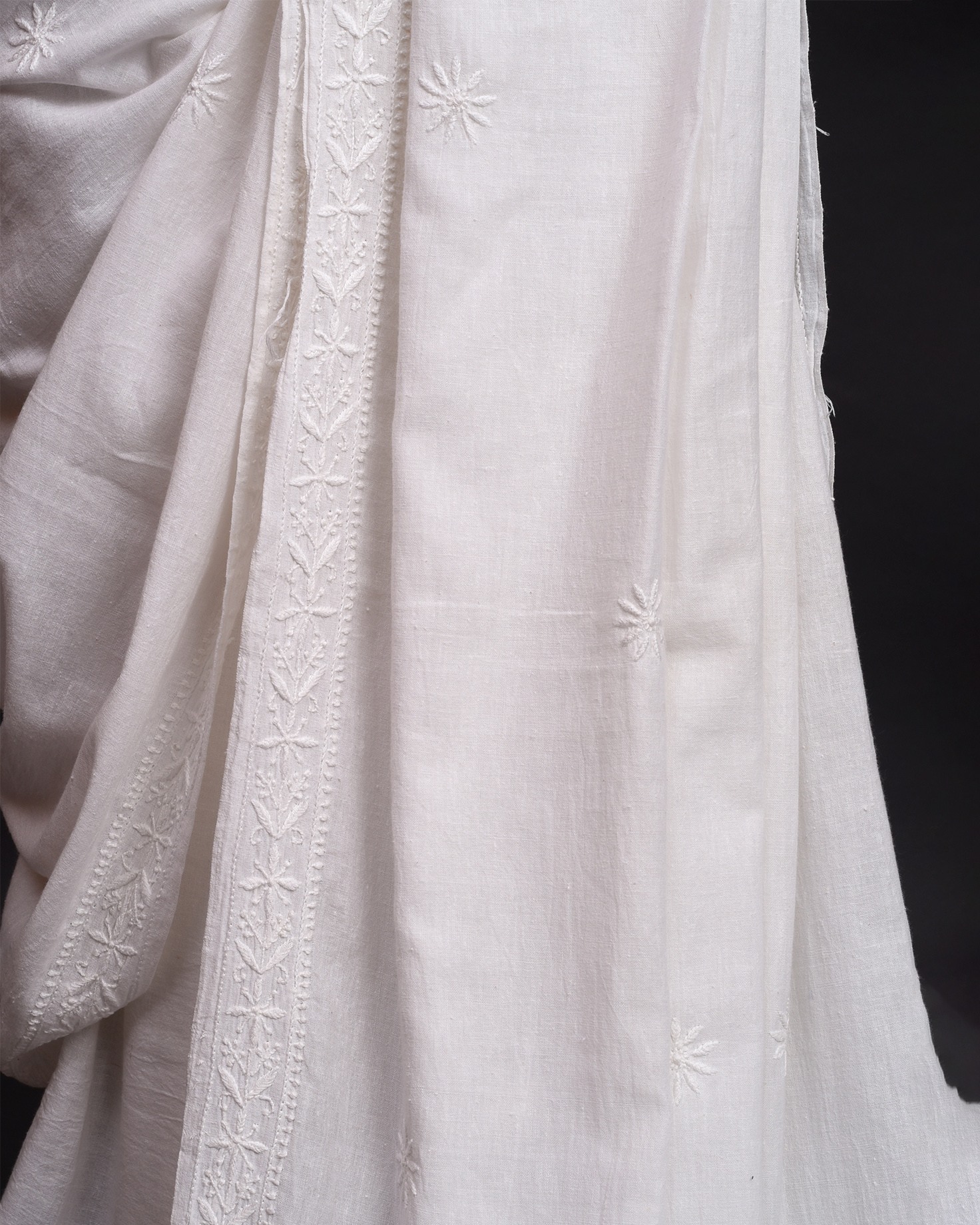 White on white Chikankari Sari