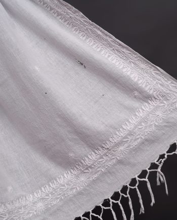 handlooom sari with Lucknowi chikankari embroidery handmade white jaal natural