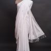 handlooom sari with Lucknowi chikankari embroidery handmade white jaal natural