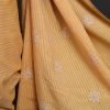 handlooom sari with Lucknowi chikankari embroidery handmade yellow saree