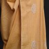 handlooom sari with Lucknowi chikankari embroidery handmade yellow saree