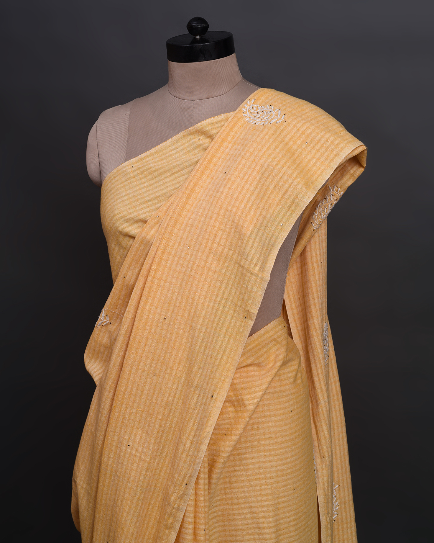 Paisley Yellow Chikankari Sari