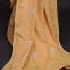 handlooom sari with Lucknowi chikankari embroidery handmade yellow saree